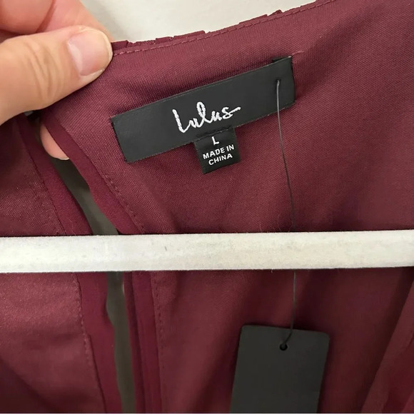 NWT Lulu's Embrace Your Beauty Burgundy Pleated Long Sleeve Skort Romper Size L - Picture 6 of 12